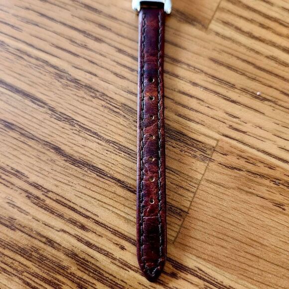 BRIGHTON "Santa Barbara" Silver Ornate Watch w/ Brown Leather TIMELESS CHIC - Picture 4 of 8